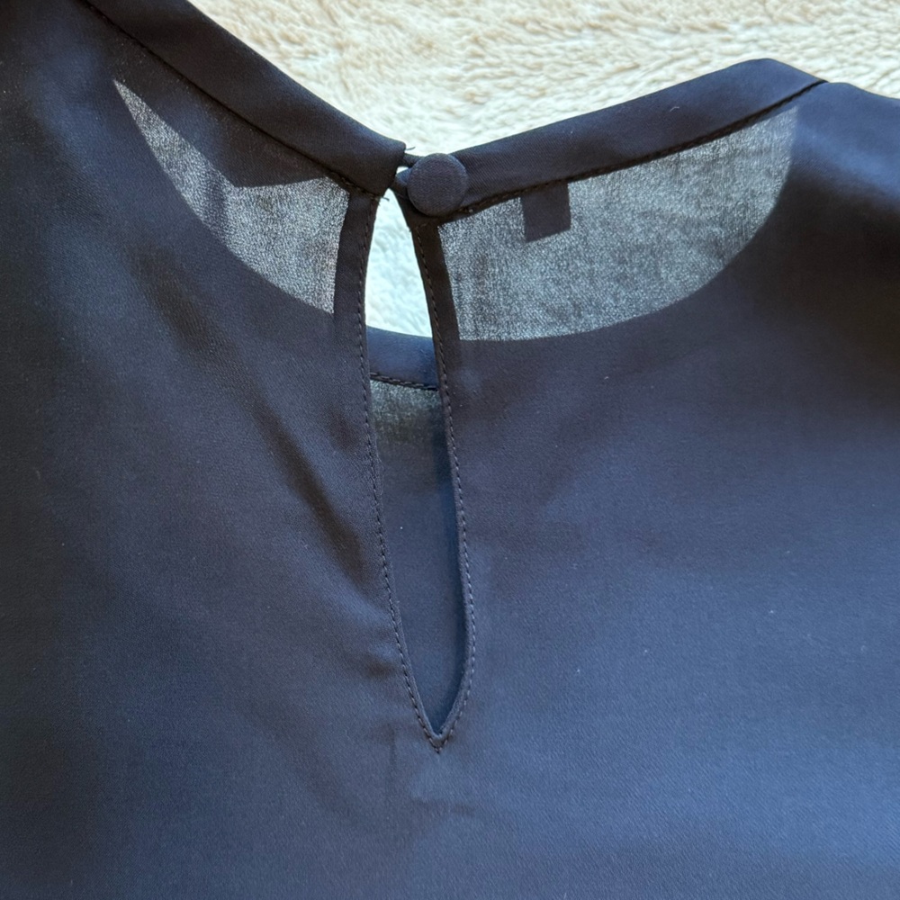 NWT REBECCA TAYLOR Lace Stripe Silk Top In Dark Navy Size XS - Picture 8 of 16